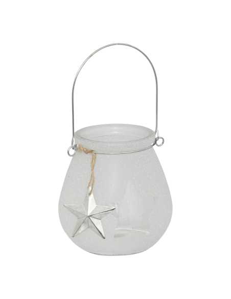 Lanterne Neige Verre 10 cm Étoile Flocon | Déco Table Noël Féerique