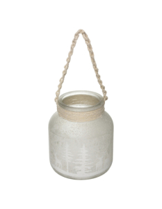 Lanterne Verre 16 cm Paysage Forêt Neige | Centre Table Noël Poétique