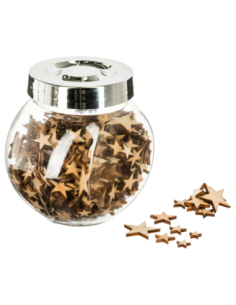 Bocal Déco Bois Flocon et Étoile | Ornements Table Noël Créatifs