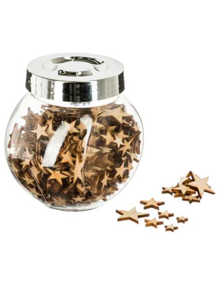 Bocal Déco Bois Flocon et Étoile | Ornements Table Noël Créatifs