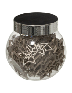 Bocal 100 Étoiles Bois Argenté | Pluie Étoiles Table Noël Magique