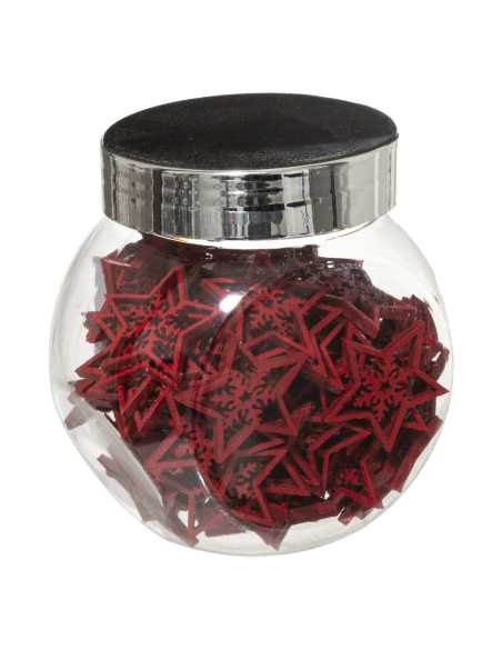 Bocal 100 Étoiles Bois Rouge | Pluie Festive Table Noël Traditionnelle