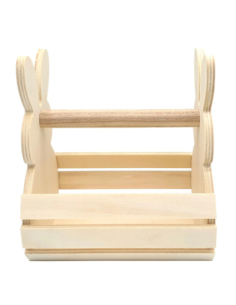 Panier lapin en bois Pâques 16x15x11 cm | Décoratif 2