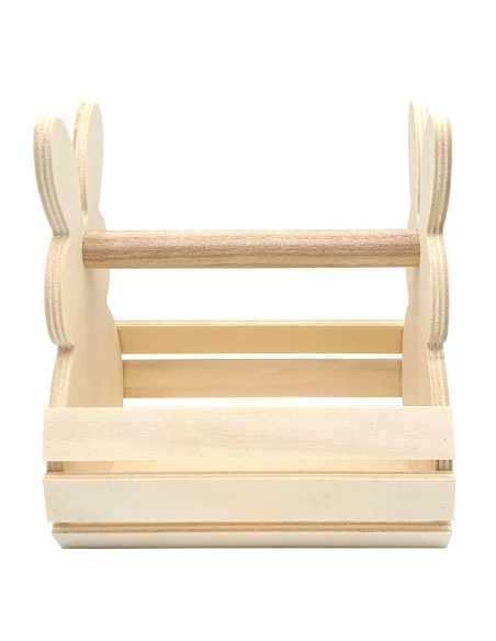 Panier lapin en bois Pâques 16x15x11 cm | Décoratif