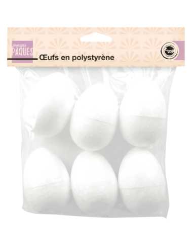 6 Œufs polystyrène Pâques 4,5x7 cm | Loisir créatif