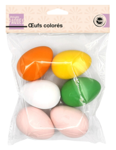 6 Œufs plastique colorés Pâques 6x4,5 cm | Chasse œufs