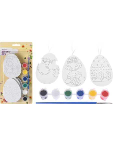 Kit peinture 6 œufs mousse Pâques + pinceau rubans