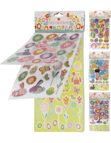 Stickers Pâques 3 planches relief pailletés classiques