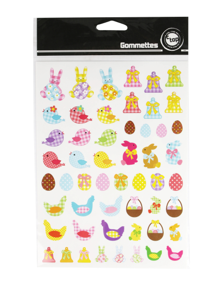 106 Gommettes Pâques mignon 2 planches 1-3,5 cm