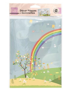Kit décor Pâques poster + 50 gommettes repositionnables