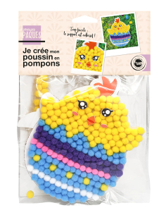 Kit tableau pompons poussin Pâques 15x20 cm | DIY