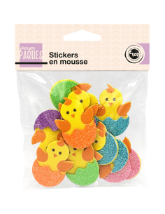 13 Stickers poussins pailletés mousse Pâques | DIY