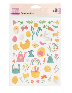 88 Gommettes Pâques pastel 2 planches 1,1-4,9 cm