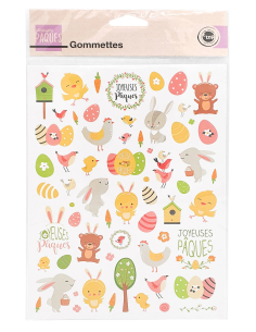 124 Gommettes Joyeuses Pâques 2 planches 0,6-4,8 cm