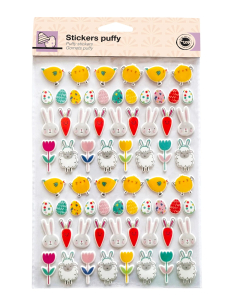 68 Stickers Pâques en relief 1,4-3,1 cm | Planche