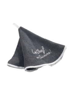 Essuie-main rond Ø60 cm anthracite – éponge brodée | Cuistot