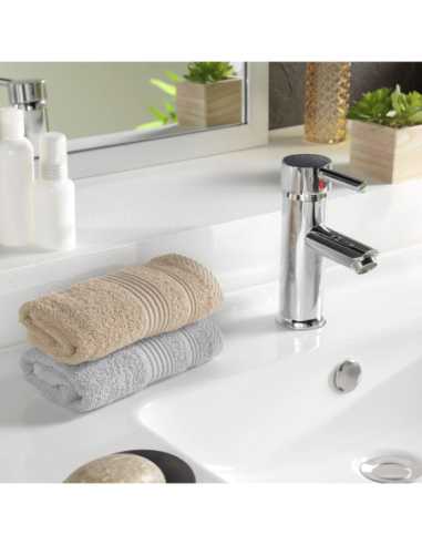 Serviette invitée taupe 50x30 cm – Éponge 500g/m² | Collection Tendres