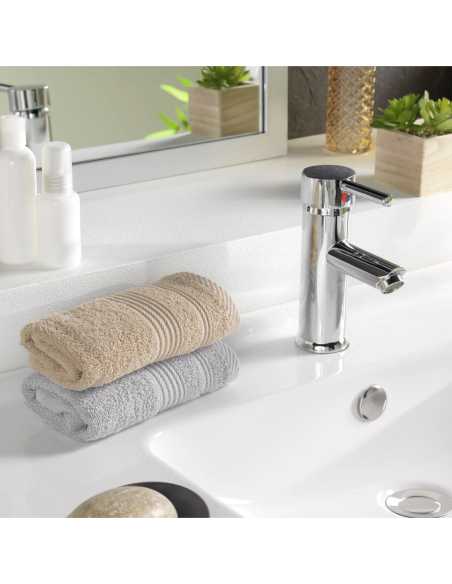 Serviette invitée taupe 50x30 cm – Éponge 500g/m² | Collection Tendres