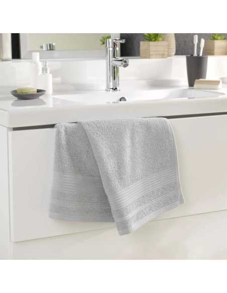 Serviette de toilette gris perle 50x90 cm – Éponge 500g/m² | Tendresse