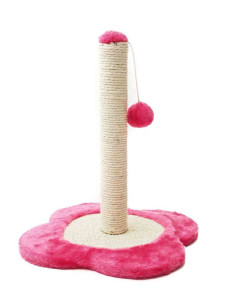 Poteau griffoir socle fleur, 38x34x34 cm, ROSE