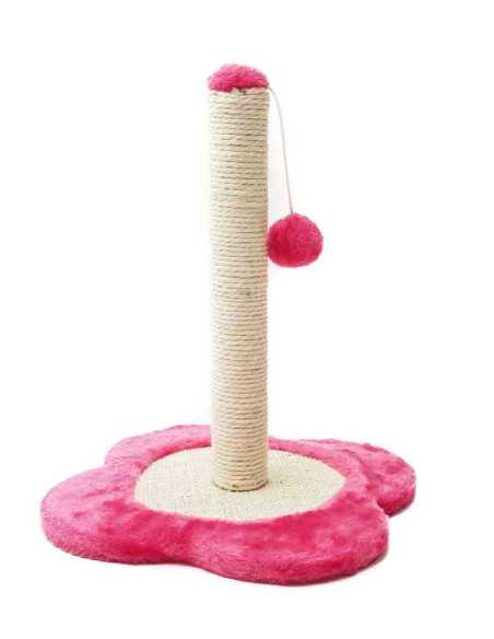 Poteau griffoir socle fleur, 38x34x34 cm, ROSE