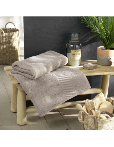 Drap de bain taupe 90x150 cm – Éponge 500g/m² | Collection Tendresse