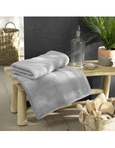 Drap de bain gris perle 90x150 cm – Éponge 500g/m² | Collection Tendre 2