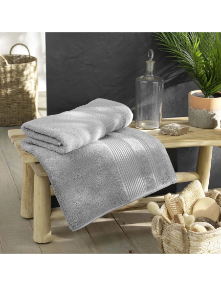 Drap de bain gris perle 90x150 cm – Éponge 500g/m² | Collection Tendre