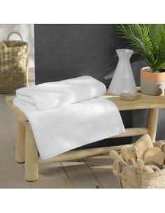Drap de bain blanc 90x150 cm – Éponge 500g/m² | Collection Tendresse 2