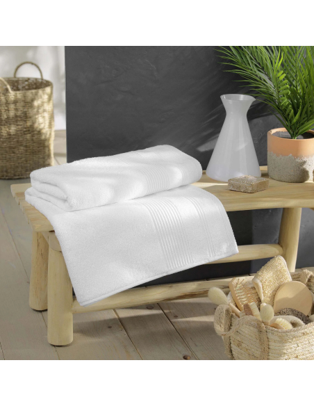 Drap de bain blanc 90x150 cm – Éponge 500g/m² | Collection Tendresse