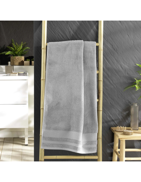 Drap de douche gris perle 70x130 cm – Éponge 500g/m² | Collection Tend