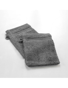Gants de toilette gris anthracite 15x21 cm lot 2 – Éponge 500g/m² | Te