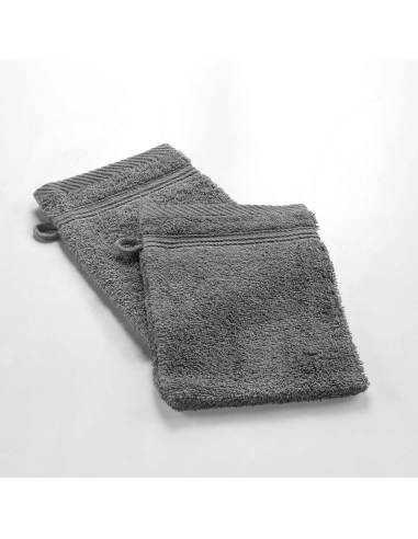 Gants de toilette gris anthracite 15x21 cm lot 2 – Éponge 500g/m² | Te