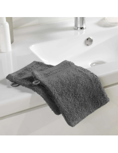 Gants de toilette gris anthracite 15x21 cm lot 2 – Éponge 500g/m² | Te 2