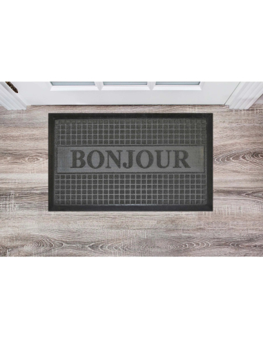Tapis rectangle 45x75 cm Bonjour – Relief caoutchouc