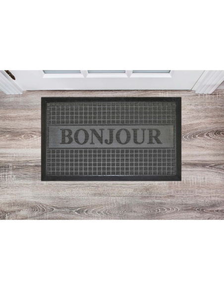 Tapis rectangle 45x75 cm Bonjour – Relief caoutchouc