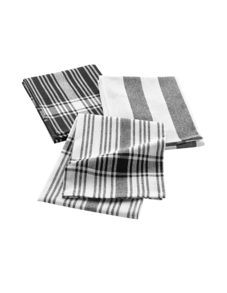 Torchons noir 50x70 cm lot 3 – coton tissé | Bayado