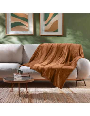 Plaid flanelle 180x220 cm – Camel