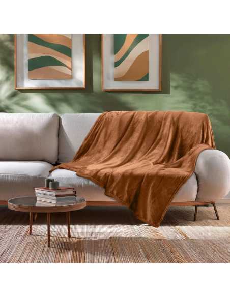 Plaid flanelle 180x220 cm – Camel