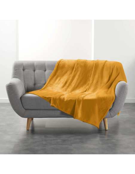 Plaid flanelle 180x220 cm – Ocre