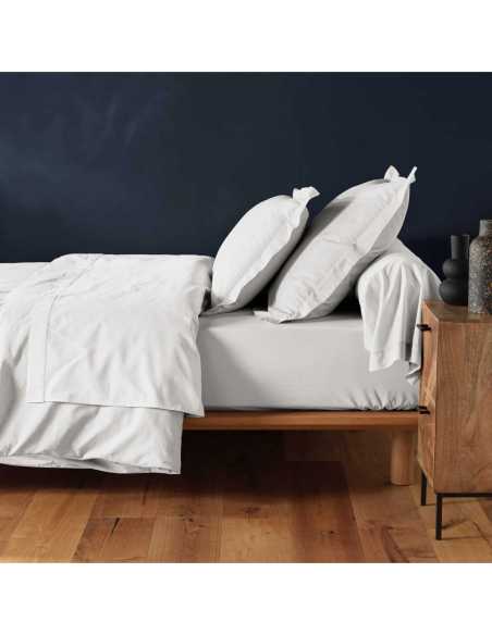 Drap housse 160x200 cm coton 57f Lina – Blanc