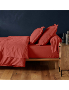 Drap housse 160x200 cm coton 57f Lina – Terracotta 2