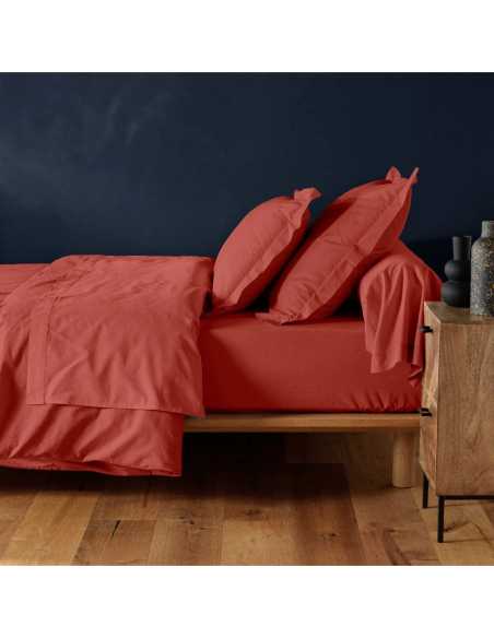 Drap housse 160x200 cm coton 57f Lina – Terracotta