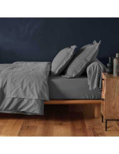 Drap housse 90x190 cm coton 57f Lina – Anthracite