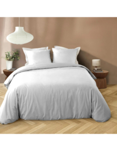 Parure de couette 3p 240x220 cm microfib lavée Liam – Blanc