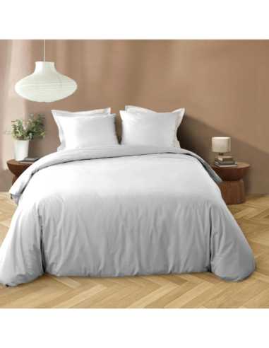 Parure de couette 3p 240x220 cm microfib lavée Liam – Blanc