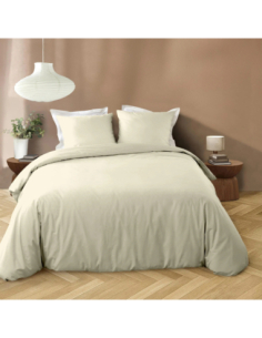 Parure de couette 3p 240x220 cm microfib lavée Liam – Ivoire