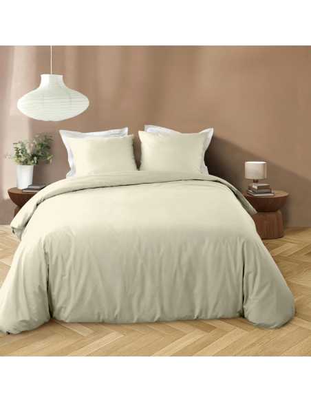 Parure de couette 3p 240x220 cm microfib lavée Liam – Ivoire