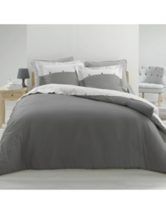 Parure de couette 3p 240x220 cm percale Vice Versa – Anthracite/Blanc