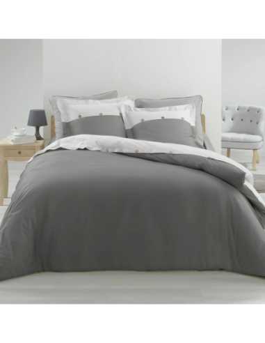Parure de couette 3p 240x220 cm percale Vice Versa – Anthracite/Blanc